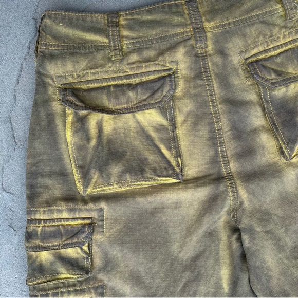 Reworked Y2K Slime Yellow Gorpcore Utility Ripstop Cargo Shorts Upcycled - Picture 7 of 8